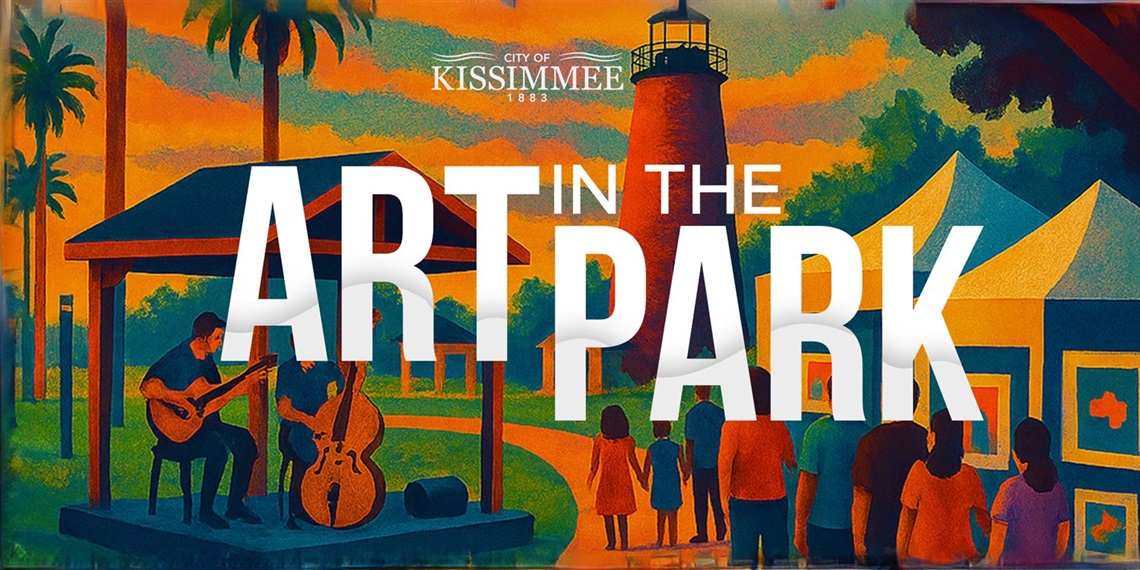 This is a digital banner for the Art in the Park event in the City of Kissimmee. 